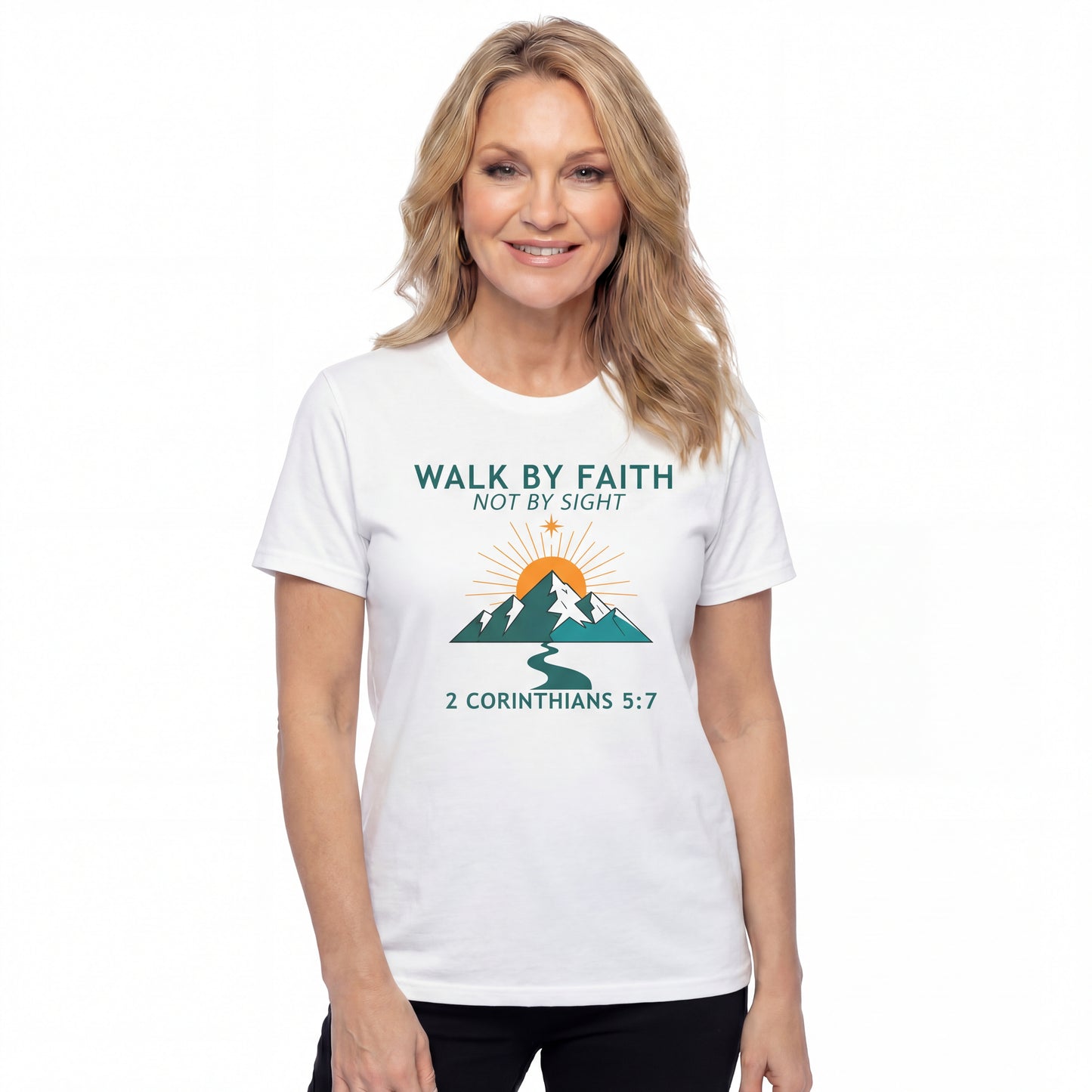 "Walk by Faith Not by Sight" Christian Graphic Tee (2 Corinthians 5:7)
